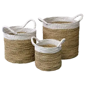 Water hyacinth basket round basket high quality storage basket hand made Vietnam