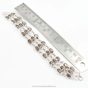 Handmade Natural Smoky Gemstone <b>Bracelet</b> <b>Adjustable</b> Tennis <b>Bracelet</b> Fashion Jewellery for Women's Fashionable Wear - Product Image 2