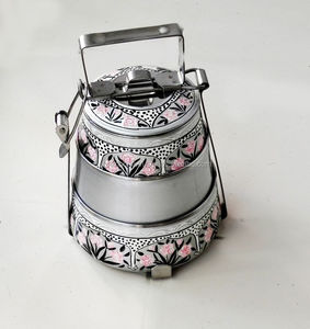 Tiffin de pyramide en acier inoxydable de qualité alimentaire de couleur personnalisée Hot Premium avec poignée à clip Boîtes à lunch Serrure de couvercle - Product Image 4