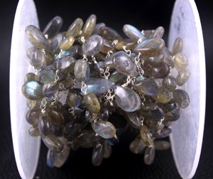 สร้อยลูกประคำเงินสเตอร์ลิง92.5อัญมณีลาบราดอไรต์ธรรมชาติลูกปัดไฟสีฟ้าทำเครื่องประดับแฟชั่น - Product Image 4