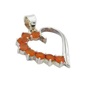 Élégant pendentif cœur en cornaline véritable fait à la main bijoux en argent sterling 925 bijoux fins pendentifs et breloques - Product Image 1