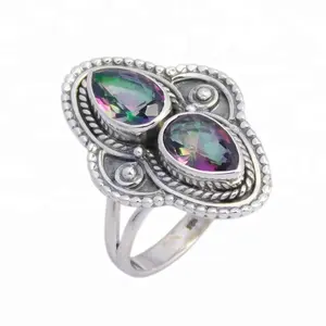 Anillo de Piedra Preciosa de Cuarzo Místico en Oferta en Línea, Joyería de Plata de Ley 925 Pura, Vermeil Eternity para Bodas, Fabricante - Product Image 1