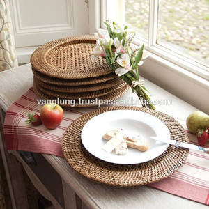 Handmade Tự Nhiên Vòng Mây <span class=keywords><strong>Wicker</strong></span> Charger Tấm/Coaster Cho Đám Cưới - Product Image 2