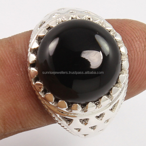 Bague en argent sterling 925 avec onyx noir naturel, bijoux en argent 925 de mode indienne, exportateur de bijoux en pierres précieuses faits à la main - Product Image 2