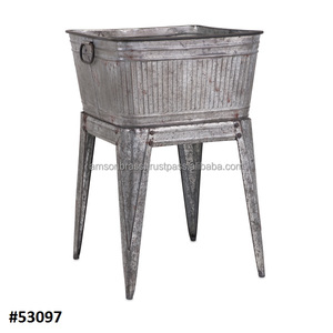 ถังไวน์สำหรับงานปาร์ตี้ถังไวน์โลหะชุบสังกะสีพร้อมถาดแช่ไวน์แบบทุบ - Product Image 6