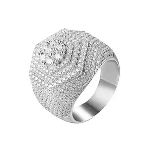 Bague en forme de dôme glacé pour hommes, Style grappe de diamants