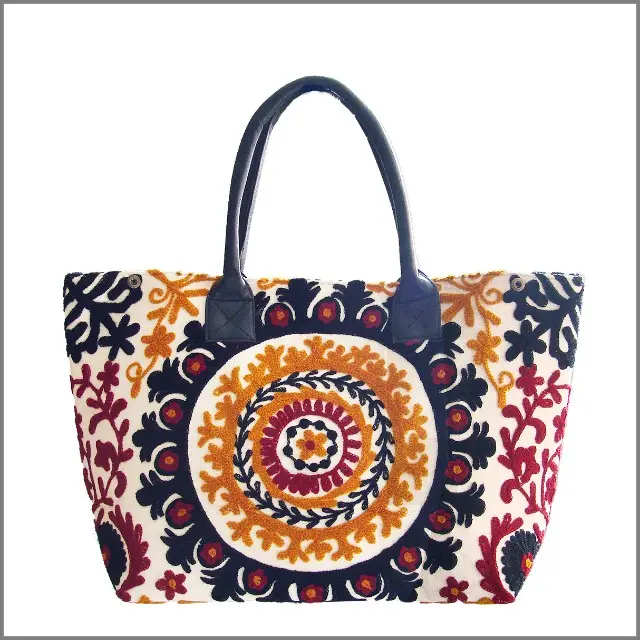 Ethnic Purse Bohemian Bag Suzani Embroidered Handmade Tote Bag Indian Tradition