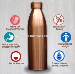 Botella de agua con aislamiento de cobre puro 100% de 500ml de capacidad hecha a mano estilo de negocios al aire libre con tapa clásica uso diario Camping - Product Image 4