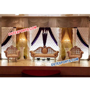 Moderna recepción decoración de escena de boda de novia distintos paneles etapa boda recepción etapas Decoración - Product Image 1