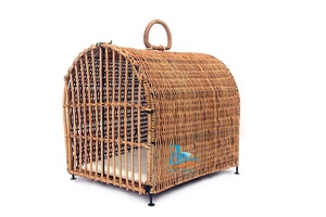 Vietnam Bamboo Rattan Pet Bed Comfortable Cat and Dog House with Button Closure Featuring <b>Animal</b> Pattern - Product Image 3