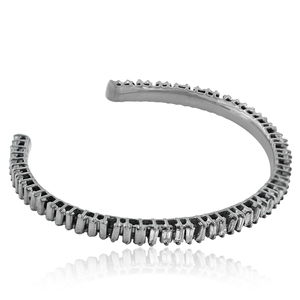 <b>Solid</b> 925 <b>Silver</b> Baguette Diamond Handmade Bangle <b>Bracelet</b> Jewelry - Product Image 5