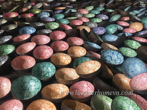 Customized Logo Blue Lacquer Bamboo Bowl High-End Floral Style Home <b>Lighting</b> Decorative <b>Shell</b> Eco-Friendly Hand Painted - Product Image 6