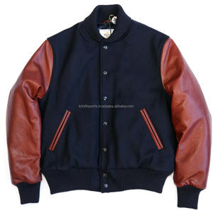 OEM Custom Logo Chenille Embroidery <b>Patches</b> Leather Sleeve Vintage Plus Size Baseball Bomber Letterman Varsity Jacket for Mens - Product Image 4