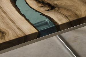 โต๊ะกาแฟทำจากไม้ขอบแข็งดีไซน์หรูหราทันสมัยเคลือบอีพ็อกซี่ผิวเงาสูงสไตล์แม่น้ำสำหรับบ้านหรือสำนักงาน - Product Image 4