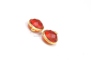 Pendentifs de collier tendance en pierre de quartz rouge, forme ovale 10x14mm, serti clos, en vermeil doré, connecteur à bélière unique, finition artisanale 10 - Product Image 4