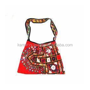 Banjara กระเป๋าถือผ้าฝ้ายสำหรับผู้หญิง, กระเป๋าถือดีไซน์เดียวแนววินเทจพื้นเมืองอินเดียแฟชั่นสไตล์โบฮีเมียน - Product Image 1