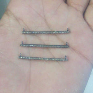 Pavé De Diamants En Argent Sterling 40mm Forme De Barre Charme Pendentifs - Product Image 1