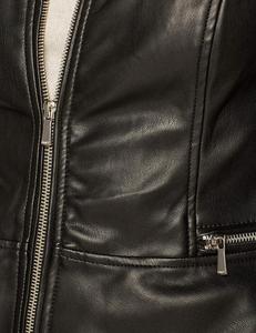 Veste en cuir noir véritable en peau de mouton personnalisée pour femmes fermeture éclair conception broderie rivet respirant-nouveau style produit fini - Product Image 6