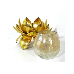 เชิงเทียนแก้วสีสำหรับตกแต่งบ้านฐานทองของตกแต่งบ้านเชิงเทียนพิมพ์โลโก้ตามสั่ง - Product Image 1