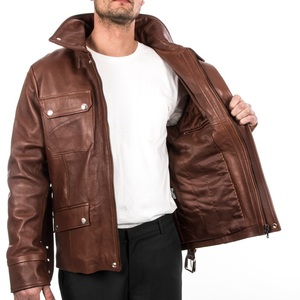 Veste en cuir décontractée pour hommes, mode urbaine, manches longues souples avec coupe flexible, respirante, tenue élégante pour l'hiver - Product Image 2