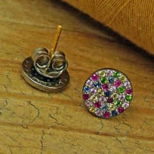 Pendientes sólida de plata 925, joyería de piedras preciosas de zafiro múltiple, pendientes redondos Diapside de cromo rubí de 10 MM - Product Image 3