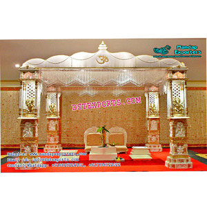 Mandap de Boda Hindú con Pilar de Ganesh, Mandap de Boda Tallado en Fibra, Último Diseño de Mandaps para Bodas - Product Image 1