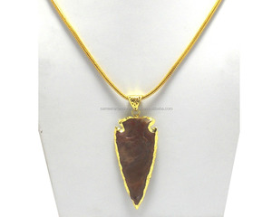 Bijoux faits à la main en pierres précieuses naturelles multiples électrolytiques Pendentif Boho pierre de naissance en jaspe plaqué or - Product Image 4