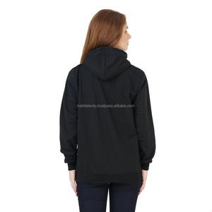 Sweatshirts personnalisés vierges en vrac Conception d'hiver Couleur unie Sweat à capuche pour femme Lumière thermique Noir - Product Image 3