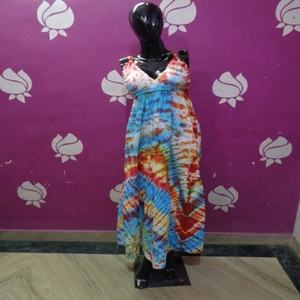 Hecho a mano Tie Dye Colors Made Cotton Women's Tops Diseñador Vestido largo para el verano Moda al por mayor de La India - Product Image 1