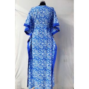 Luxury Quality Elegant Block Printed <b>Kaftan</b> Dress <b>for</b> Women Comfortable Cotton Long Eco-Friendly Natural Party Casual Wear <b>Sale</b> - Product Image 4