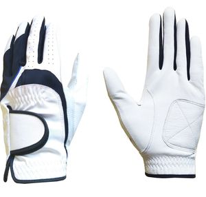 Gant de golf en cuir blanc souple avec matériau en lycra noir - Product Image 1