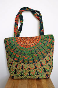 กระเป๋าถือผ้าฝ้ายอินเดียมีสไตล์สำหรับผู้หญิงกระเป๋าโท้ทพิมพ์ลายแมนดาลา PVC สายโซ่กระเป๋าแฟชั่นลายดอกไม้สำหรับช้อปปิ้งของผู้หญิง - Product Image 2