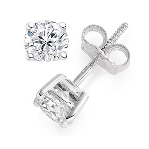 Beautiful Casual Wear Real Diamond Stud <b>Earrings</b> in 14K White Gold - Product Image 1