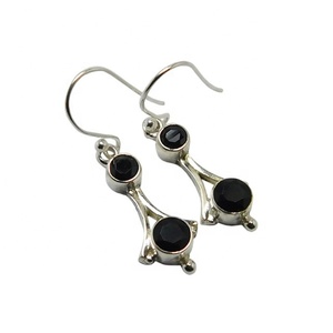 Handmade 925 Sterling Silver <b>Earrings</b> Fabulous Design With Genuine <b>Black</b> <b>Onyx</b> Gemstone For Wedding Party Exclusive Gift Jewelry - Product Image 1