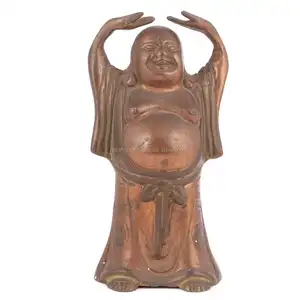 Main Bronze Debout Rire Bouddha avec Bras Levés Figurine Sculptures Statue Déclaration Pièces Décor Cadeau Articles SBF-330 - Product Image 1
