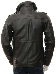 <b>Mens</b> <b>Black</b> Leather <b>Coat</b> Isonz Leather Zone - Product Image 2