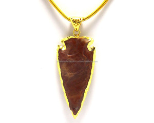 Bijoux faits à la main en pierres précieuses naturelles multiples électrolytiques Pendentif Boho pierre de naissance en jaspe plaqué or - Product Image 3