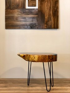 Antique Stylish Foldable Iron Live <b>Edge</b> Coffee Table Includes <b>Metal</b> Legs Home Use Living Room Furniture - Product Image 4