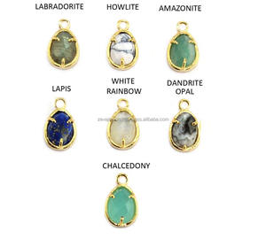 18K Plaqué Or Oeuf Forme Gemme Connecteurs Prong Réglage Naturel Lapis Lazuli DIY Unique Bail Bijoux Résultats Composants - Product Image 2