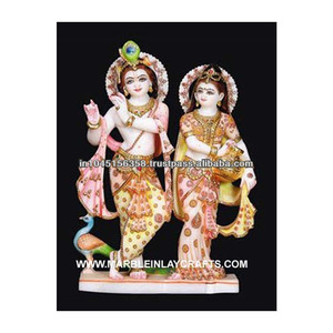 Statue religieuse en marbre de Radha Krishna - Product Image 1