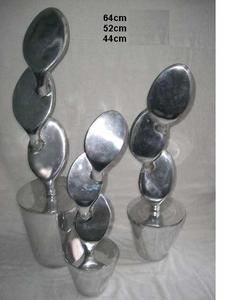 Venta caliente escultura de aluminio fundido forma de anillo y estilo estriado en espejo pulido decoración del hogar esculturas de Metal escaparate del hogar - Product Image 3