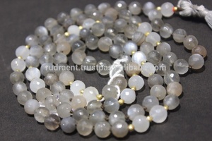 ลูกปัดมูนสโตนเกรดพรีเมียม สีเทาเหลือบรุ้ง ขนาด 7 มม. สร้อยมาลาแบบยาว งานแฮนด์เมด เครื่องประดับอัญมณีสำหรับทุกเพศ - Product Image 4