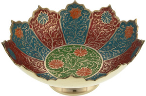 Brass Handicraft Bowl Color Finished High Quality Fancy Fruit Bowl Luxury Color Finishing Best <b>Flower</b> Design Table Decor Bowl - Product Image 2
