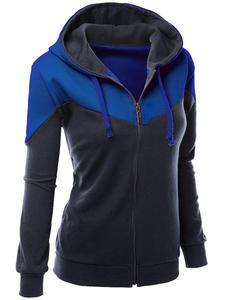 Pulls d'hiver à la mode pour femmes hauts sweats à capuche bleu noir avec lettre brodée imprimée grande taille sweats d'hiver avec poches - Product Image 6