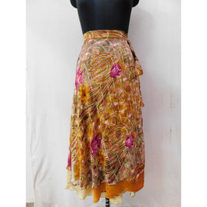 ชุดเดรสผู้หญิงผ้าส่าหรี,ชุดกระโปรงยาวผ้าไหมวินเทจ - Product Image 1