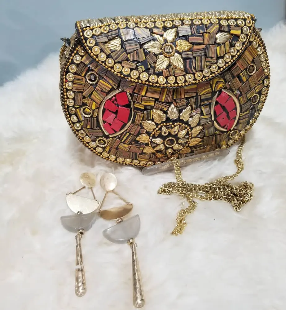Tas genggam mosaik logam antik desain cantik tas malam mewah wanita untuk pesta dengan harga murah dengan kerajinan mewah diskon besar