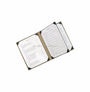 Cubiertas de menú A4 de cuero duradero Carpeta de cuero de hotel personalizada Portatarjetas de menú/Menú de cubierta dura de restaurante A4 de cuero - Product Image 1