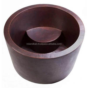 Baignoire de spa en métal de style antique japonais en cuivre avec accessoire de vidange pour le trempage - Product Image 1