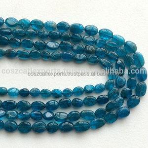 Cuentas Sueltas de Apatita Azul, Forma Ovalada, Diseño Liso, Coszcalt Exports, Hecho en India - Product Image 1