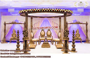 พระพิฆเนศแต่งงานอินเดียแกะสลัก Mandap ไม้งานแต่งงานแกะสลัก Mandap โบราณวัดโบราณดู Mandap แต่งงาน - Product Image 6